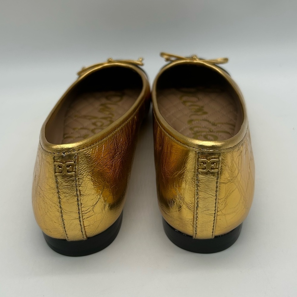 Sam Edelman Marley Gold Black Cap Toe Ballet Flats Women’s Size 7.5M Leather NIB - Picture 7 of 10